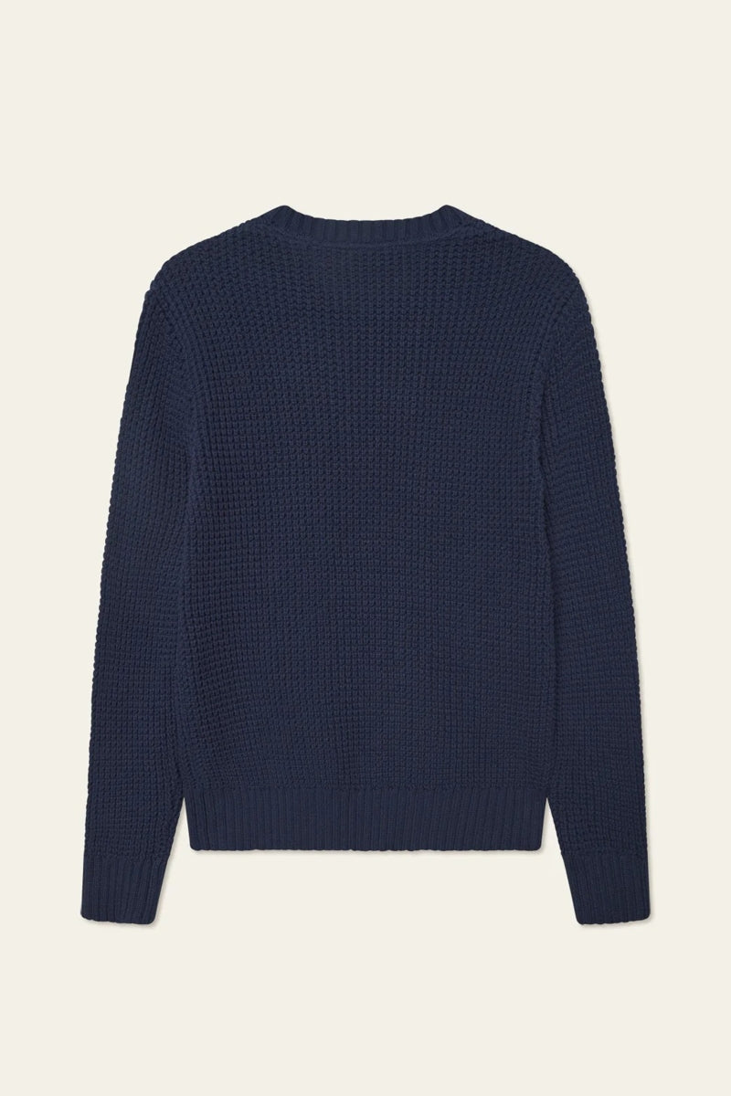 Wholesale,Les Deux, Les Deux Navy Waffle Weave Crewneck Knit Sweater, Blue, Small-46-TagSMedium-48-TagMLarge-50-TagLExtra Large-52-TagXL