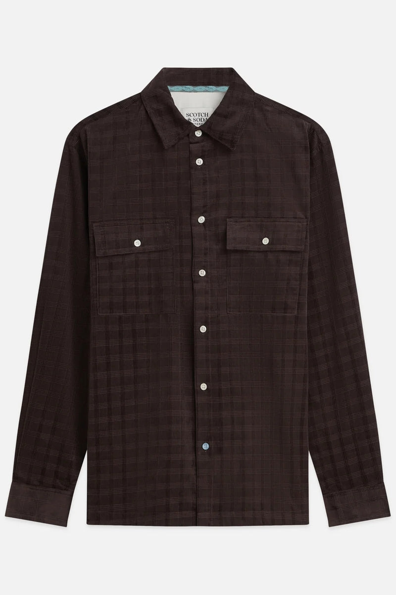 Wholesale,Scotch & Soda, Scotch & Soda Brown Corduroy Checked Overshirt, Brown, Small-44-TagSMedium-46-TagMLarge-48-TagLExtra Large-51-TagXLExtra Extra Large-54-TagXXL