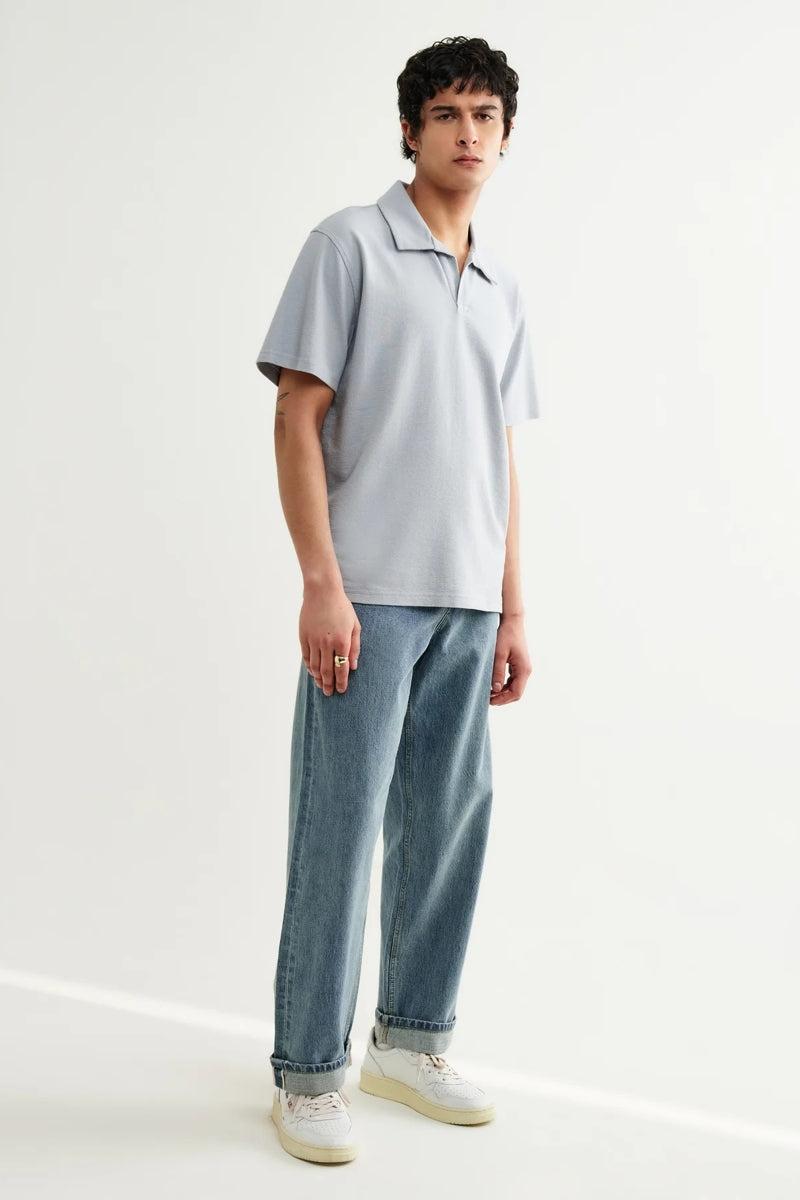 Wholesale,Wax London, Wax London Blue Textured Organic Cotton Polo, Blue, Extra Large-47-TagXL