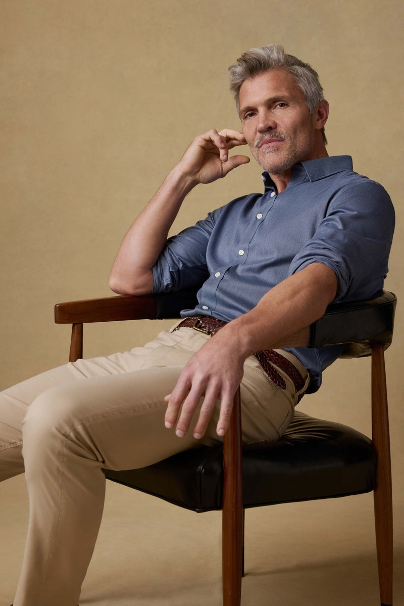 Wholesale,Faherty, Faherty Heather Navy Textured Shirt, Blue, Small-40-TagSMedium-42-TagMLarge-46-TagLExtra Large-49-TagXLExtra Extra Large-52-TagXXL