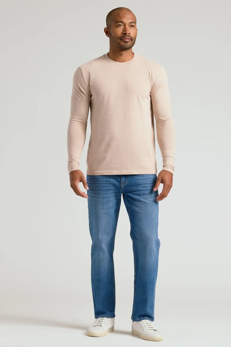 Faire,True Classic, True Classic Heather Camel Long Sleeve T-Shirt, Tan, Large-43-TagL