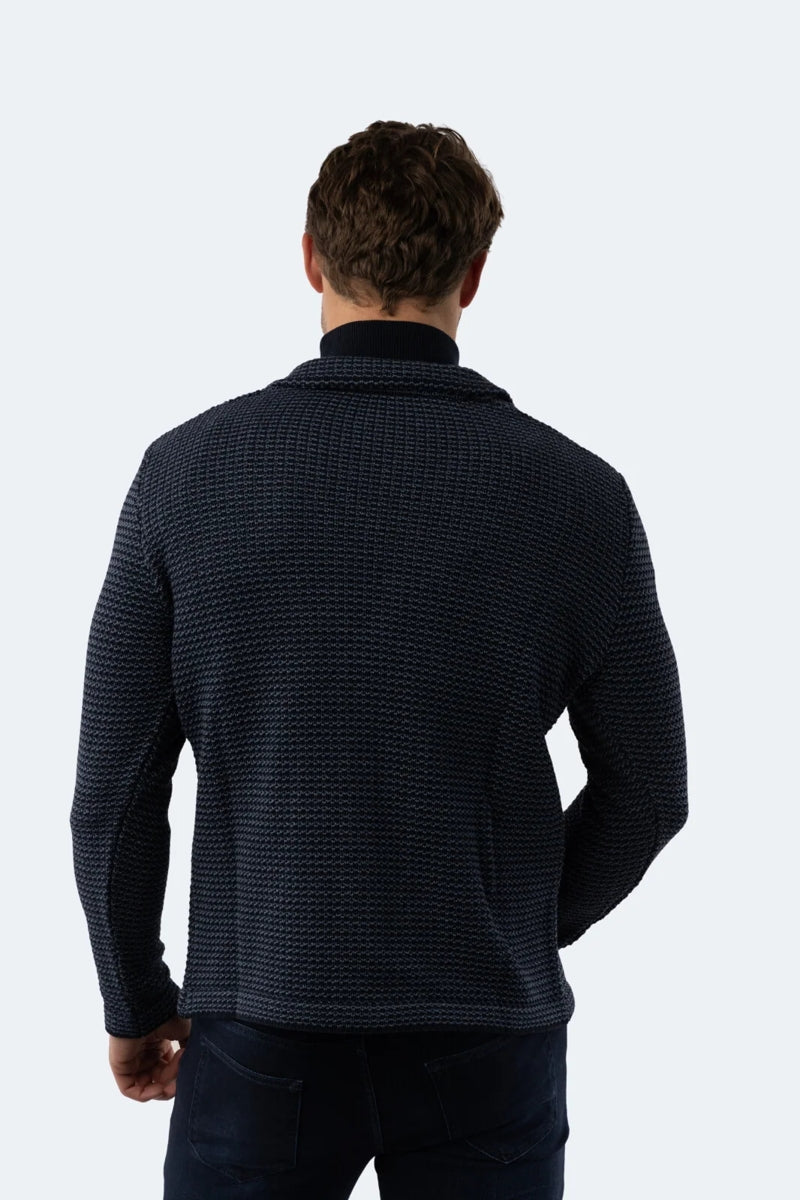 Wholesale,Luchiano Visconti, Luchiano Visconti Navy Knit Textured Cardigan, Blue, Large-46-TagLExtra Large-48-TagXLExtra Extra Large-49-TagXXL