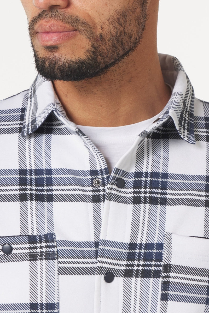 Wholesale,Glyder, Glyder Navy/White Plaid Snap Front Overshirt, Blue, Small-42-TagSExtra Large-50-TagXLExtra Extra Large-54-TagXXL