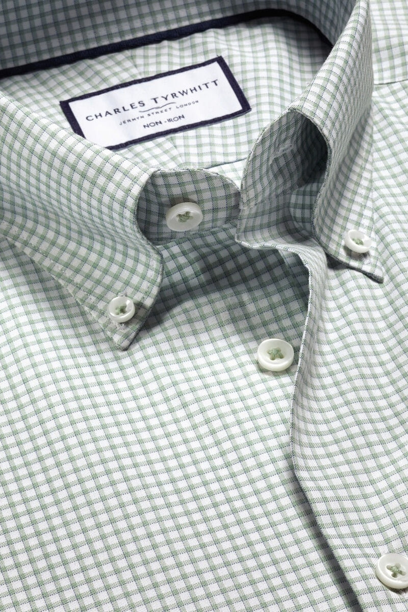 Wholesale,Charles Tyrwhitt, Charles Tyrwhitt Green Oxford Check Shirt, Green, Medium-44-Tag16Extra Large-48-Tag17Small-40-Tag15