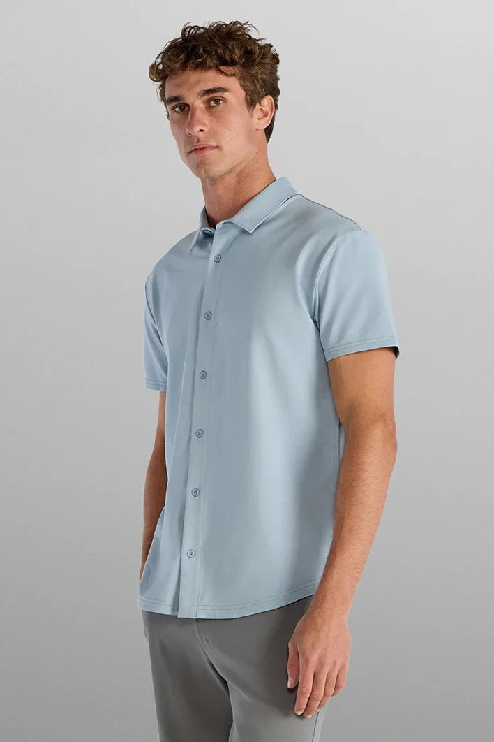 Wholesale,BYLT, BYLT Dusty Sky Knit Performance Lux Shirt, Blue, Small-40-TagSMedium-42-TagMLarge-44-TagLExtra Extra Extra Large-54-Tag3XL