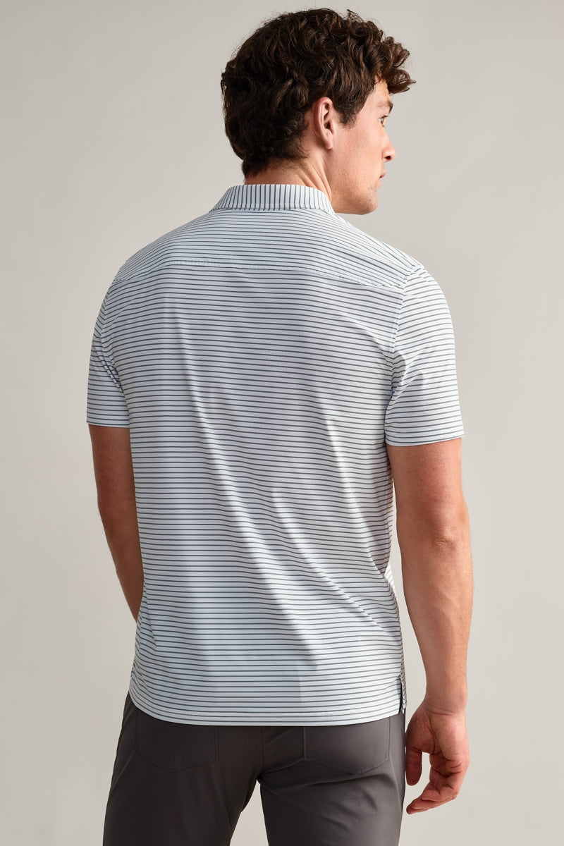 Wholesale,Rhone, Rhone White/Black Double Stripe Slim Performance Polo, White, Large-45-TagLExtra Large-48-TagXLMedium-42-TagMExtra Extra Large-50-TagXXLSmall-39-TagS
