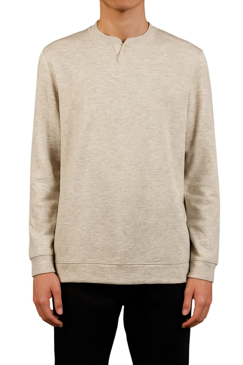 Wholesale,Nicoby Age of Wisdom, Nicoby Age of Wisdom Tan Melange Keyhole Sweatshirt, Tan, Large-45-TagLExtra Large-48-TagXLExtra Extra Large-52-TagXXLMedium-42-TagM