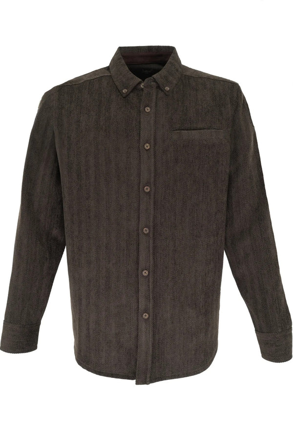 Nicoby Age of Wisdom Brown Corduroy Chenille Herringbone Overshirt