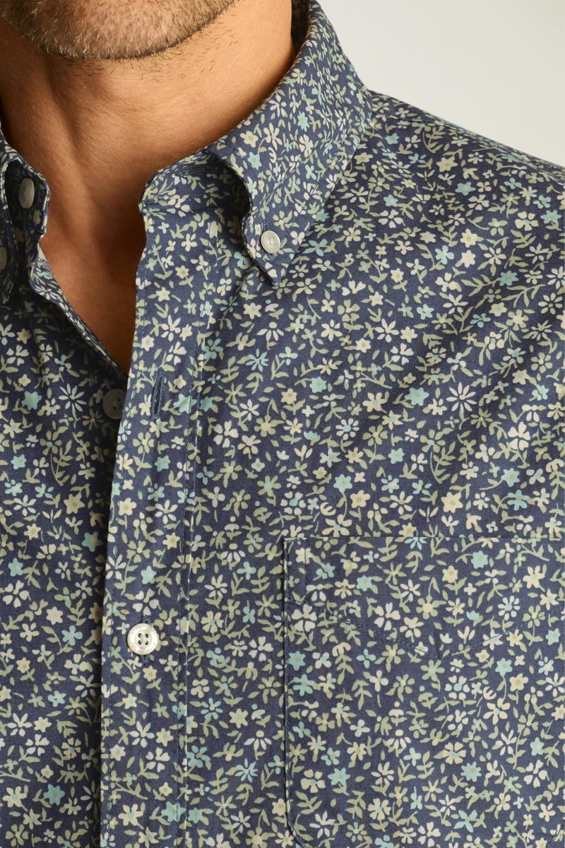 Wholesale,Bonobos, Bonobos Washed Green/Navy Prescott Floral Print Stretch Shirt, Green, Small-40-TagSMedium-43-TagMLarge-46-TagLExtra Large-49-TagXLExtra Extra Large-52-TagXXL