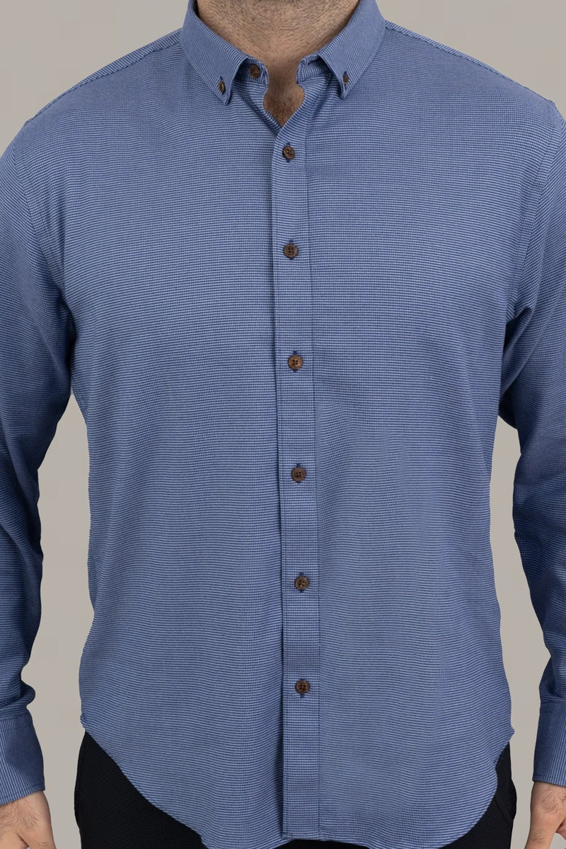 Wholesale,Twillory, Twillory Blue Puppytooth Untuckable Shirt, Blue, Medium-45-TagL