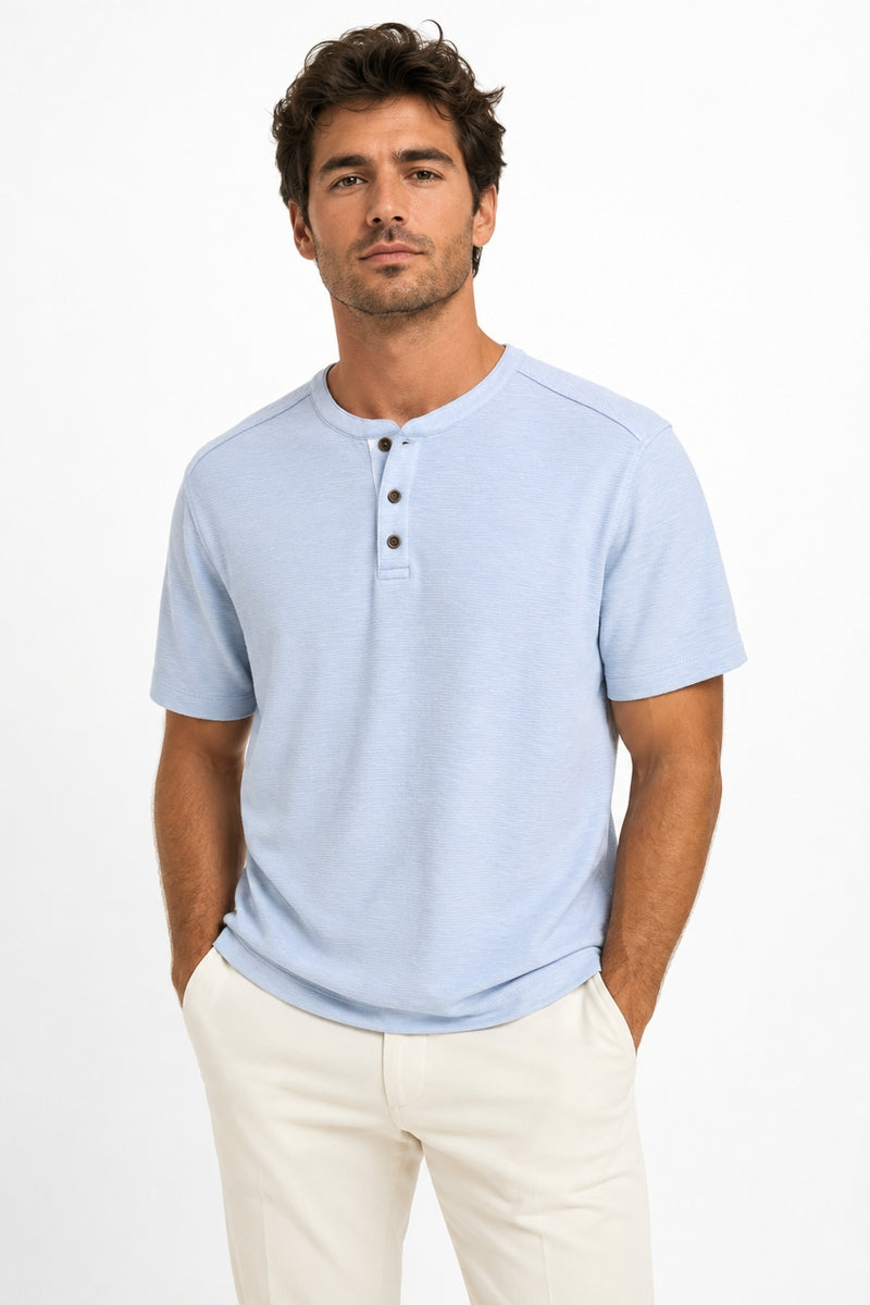 Wholesale,Nicoby Age of Wisdom, Nicoby Age of Wisdom Baby Blue Textured Henley with Contrast Trim, Blue, Extra Large-48-TagXL