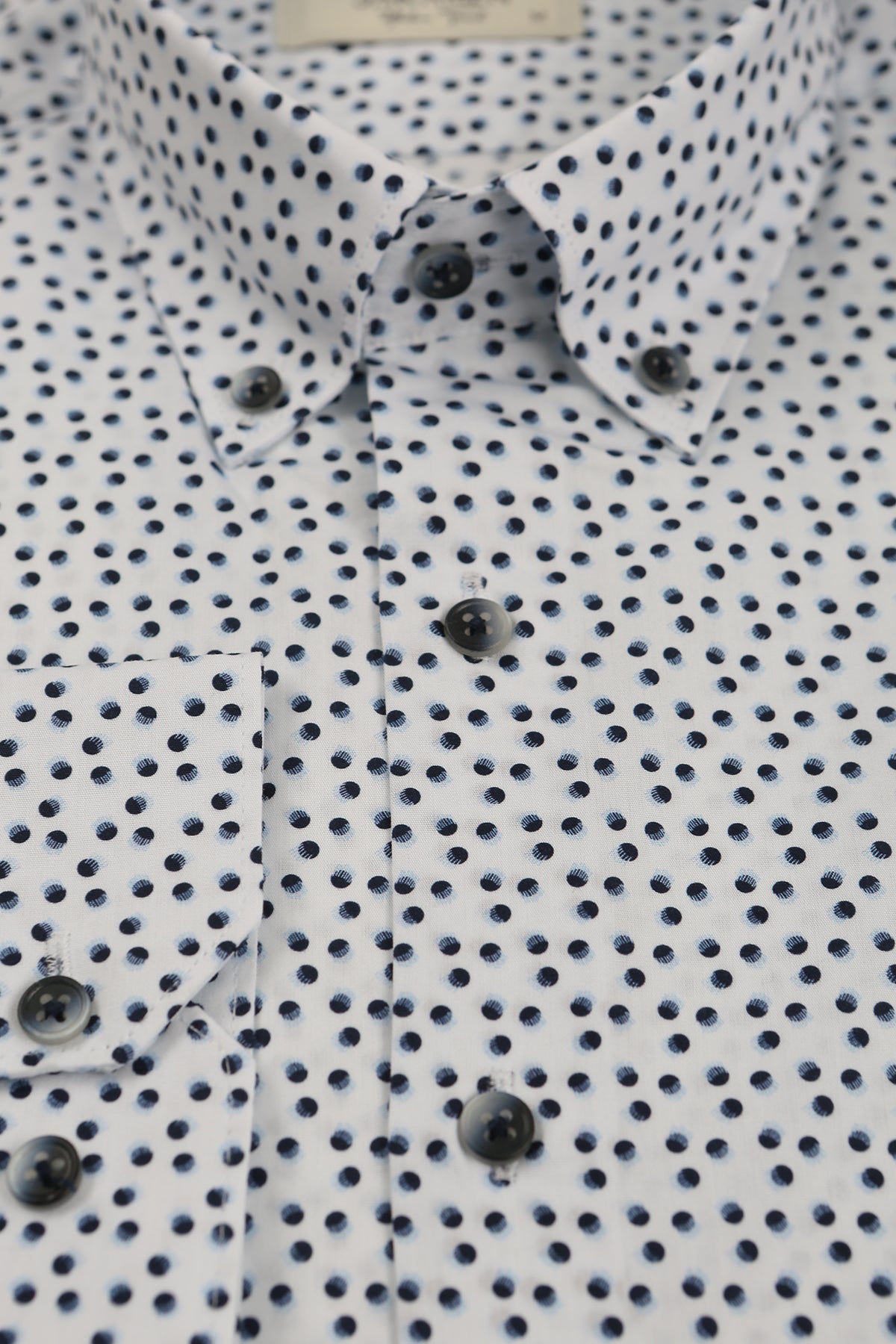 Wholesale,Jakamen, Jakamen White Polka Dot Print Long Sleeve Button Up Shirt, White, Extra Large-45-TagXXL