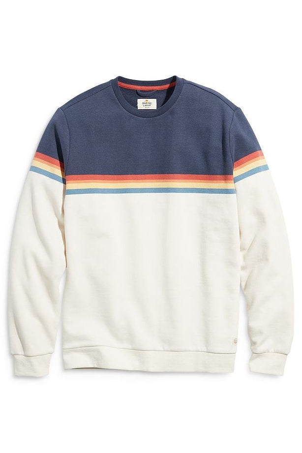 Wholesale,Marine Layer, Marine Layer Cream/Navy Colorblock Fleece Sweatshirt, Cream, Extra Large-49-TagXL