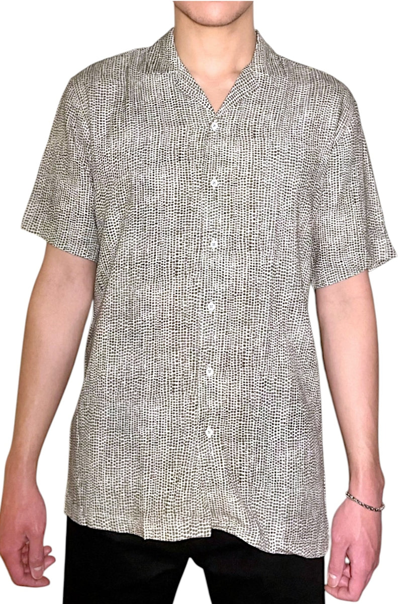 Wholesale,Jakamen, Jakamen Green Dot Print Linen Shirt, Green, Extra Large-48-TagXLExtra Extra Large-50-TagXXLMedium-44-TagMSmall-42-TagSLarge-46-TagL
