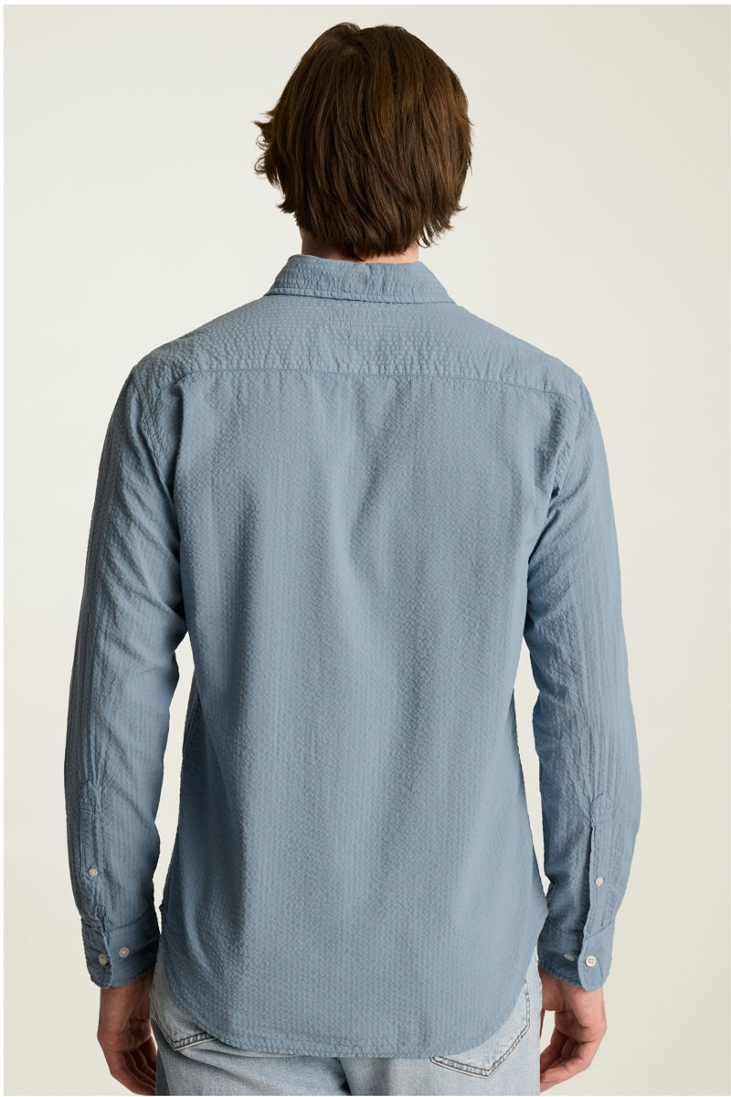 Wholesale,Bonobos, Bonobos Blue Shadow Dyed Seersucker Slim Fit Shirt, Blue, Medium-42-TagM