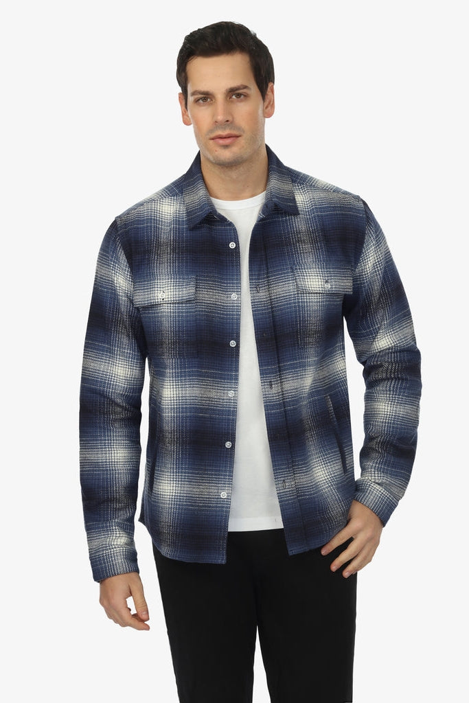 Wholesale,Vustra, Vustra Blue/White Plaid Organic Cotton Shacket, Blue, Large-48-TagL