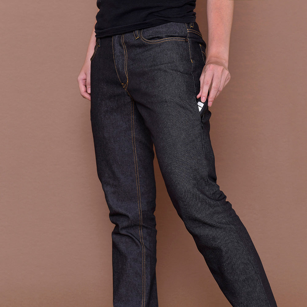 Brand Partner,PROFI, PROFI Black with Yellow Stitch Low-rise Functional Jeans, Black, 30W-28L-Tag30