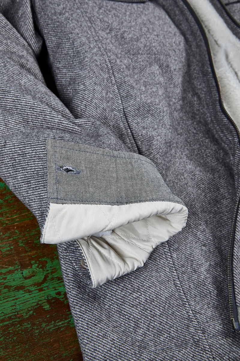 Wholesale,Nicoby Age of Wisdom, Nicoby Age of Wisdom Grey Melange Twill Jacket with Sherpa-Lined, Grey, Extra Large-50-TagXLExtra Extra Large-53-TagXXLLarge-46-TagLMedium-44-TagMSmall-42-TagS