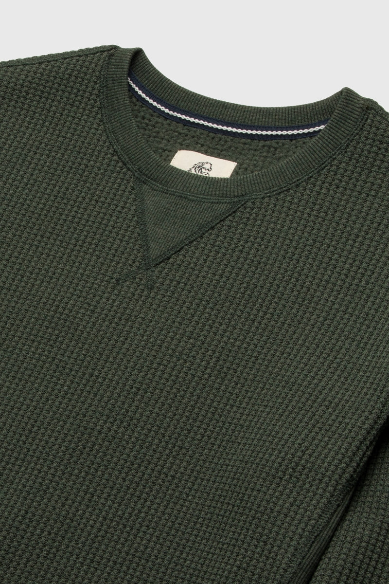 Wholesale,Surfside Supply, Surfside Supply Green Heather Thermal Waffle Weave Crewneck, Green, Small-44-TagSMedium-46-TagMLarge-49-TagLExtra Large-52-TagXLExtra Extra Large-55-TagXXL