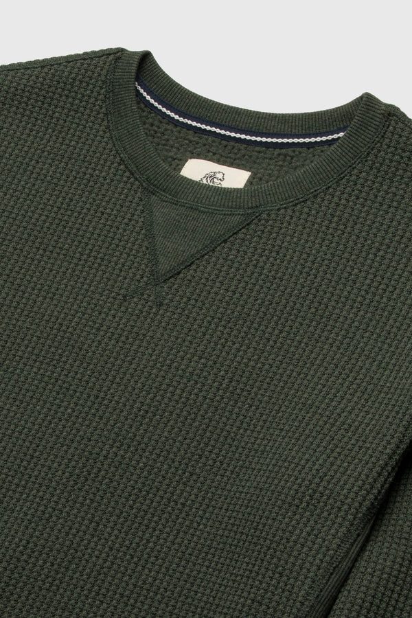 Surfside Supply Green Heather Thermal Waffle Weave Crewneck