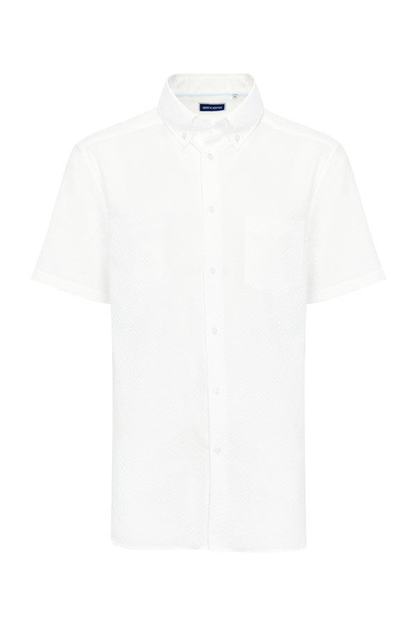 American Heritage White Seersucker Stretch Shirt