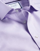 Charles Tyrwhitt Lilac Spread Collar Non-Iron Henley Weave Classic Fit Shirt