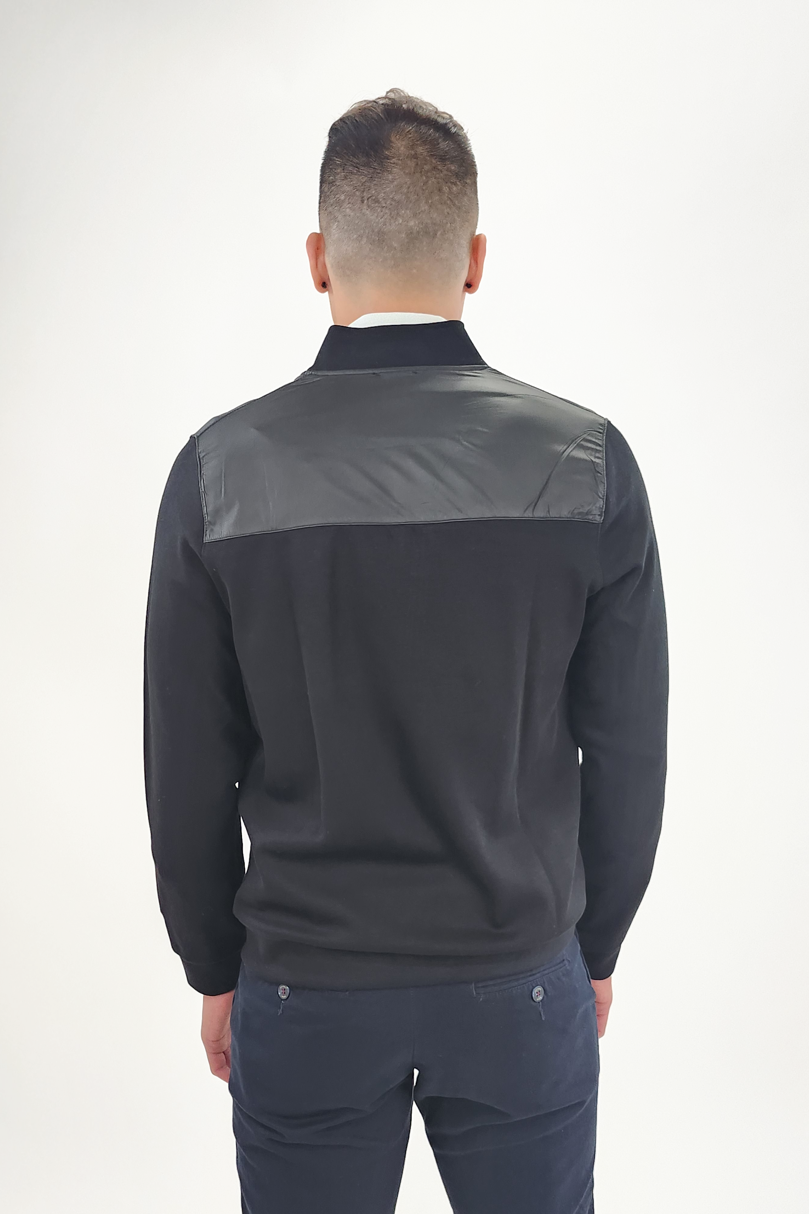 Wholesale,Jakamen, Jakamen Black Mockneck Full Zip Knit Jacket With Nylon Detail, Black, Large-46-TagL