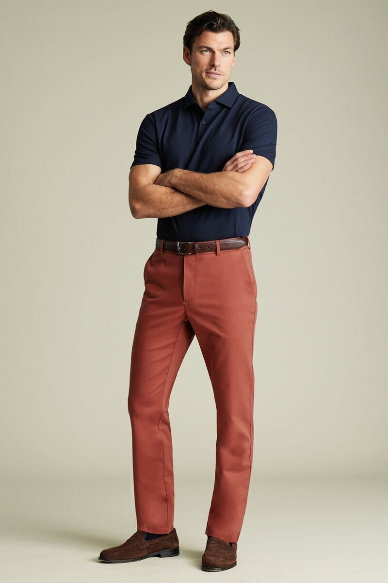 Wholesale,Charles Tyrwhitt, Charles Tyrwhitt Rust Slim Fit Chino Pant, Orange, 30W-30L-Tag30