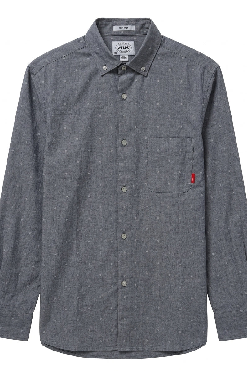 RealReal,Wtaps, Wtaps Grey Jacquard Pattern Print Button Up Shirt, Grey, Medium-44-TagM