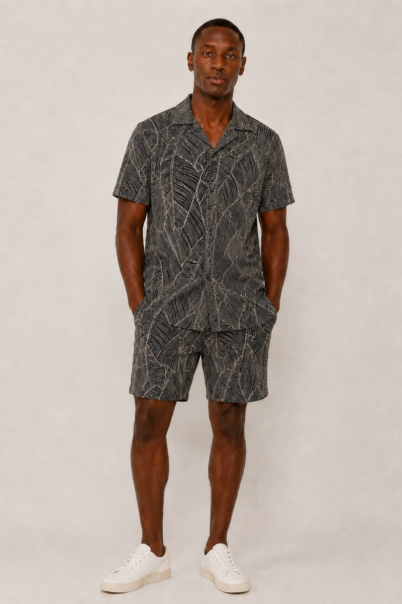 Wholesale,SUNSET X VINE, SUNSET X VINE Black Knit Textured Printed Shirt, Black, Large-48-TagL
