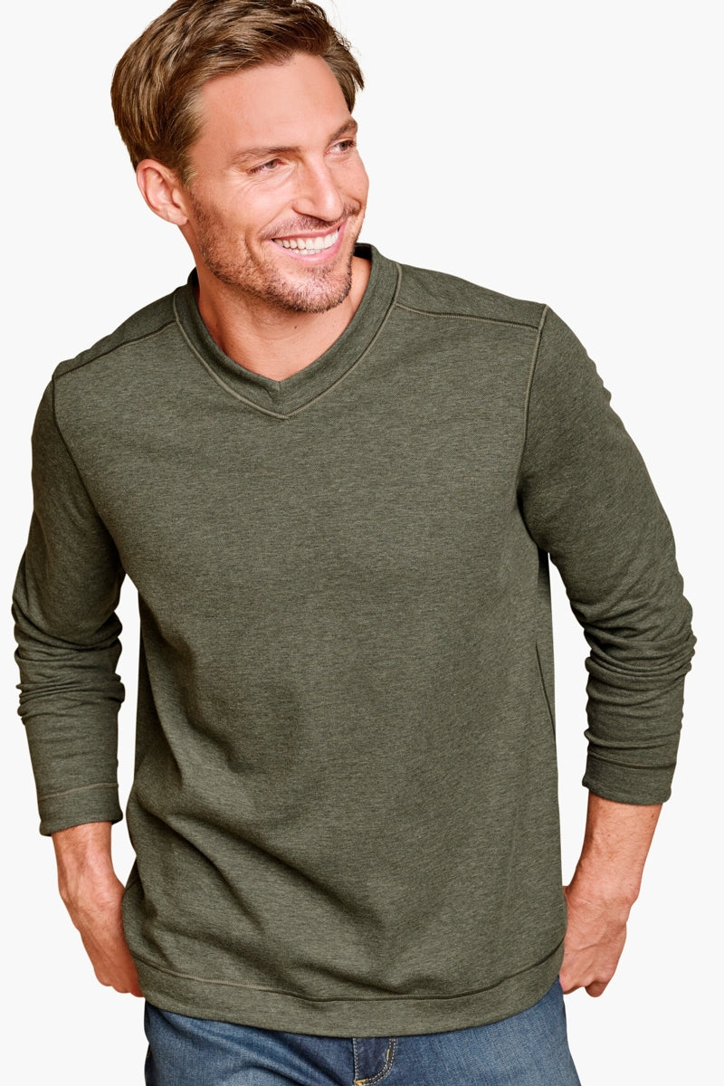 Wholesale,Johnston & Murphy, Johnston & Murphy Olive Reversible V-neck Sweatshirt, Green, Large-46-TagL