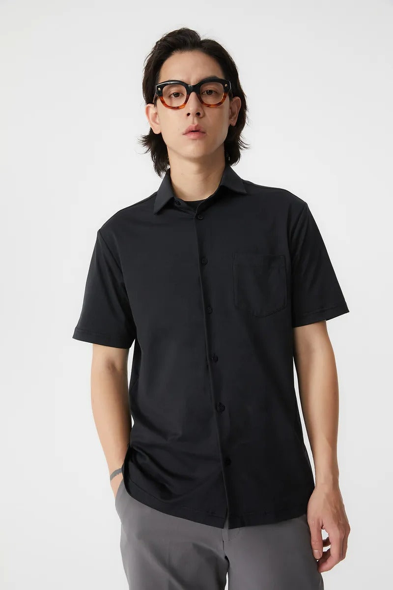 Direct From Brand,FYNE, FYNE Black Micro-elasticity Performance Shirt, Black, Extra Extra Large-54-TagL