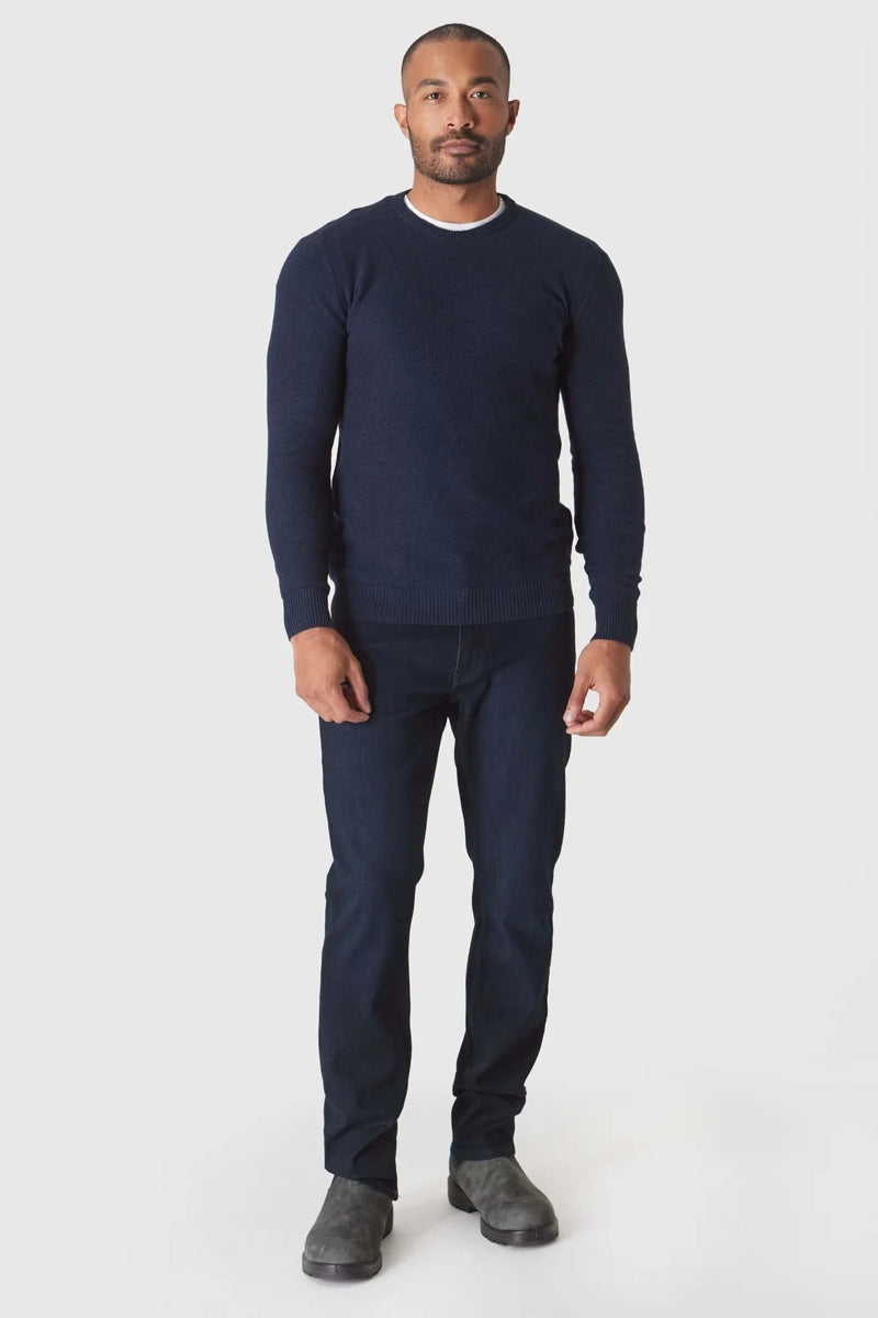Faire,True Classic, True Classic Heather Navy Pique Crew Sweater, Blue, Large-40-TagL