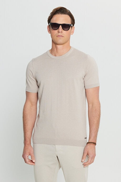 Wholesale,Altinyildiz Classics, Altinyildiz Classics Beige Knit T-shirt, Tan, Small-40-TagSMedium-42-TagMLarge-44-TagLExtra Large-46-TagXLExtra Extra Large-48-TagXXL
