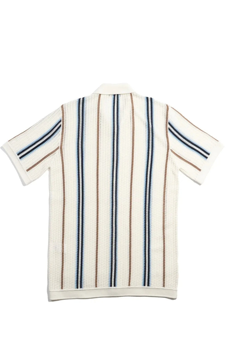 Faire,Eight X, Eight X White Multi Striped Crochet Shirt, White, Extra Large-44-TagXLExtra Extra Large-46-TagXXLExtra Extra Extra Large-48-Tag3XL