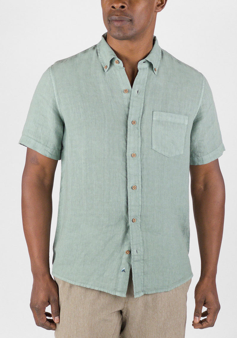 Brand Partner,Tailor Vintage, Tailor Vintage Chinois Green Puretec Cool Cotton/Linen Blend Shirt, Green, Medium-44-TagMLarge-47-TagLExtra Large-51-TagXLExtra Extra Large-55-TagXXLSmall-41-TagS