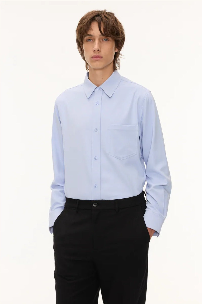 Direct From Brand,FYNE, FYNE Blue Four-Way Stretch Button-up Shirt, Blue, Large-47-TagL