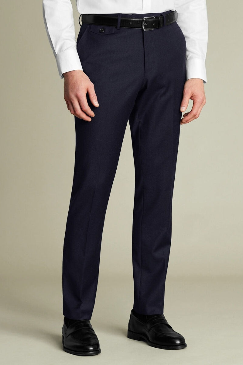 Wholesale,Charles Tyrwhitt, Charles Tyrwhitt Navy Twill Wool Stretch Slim Fit Pants, Blue, 35W-30L-Tag36