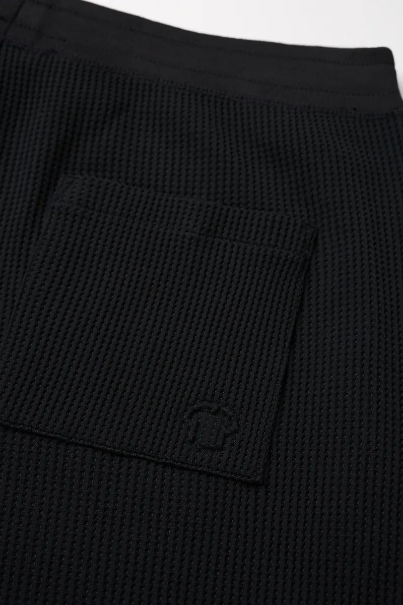 Direct From Brand,FYNE, FYNE Black Knit Waffle Weave Joggers, Black, 32W-30L-TagM36W-30L-TagL38W-30L-TagXL