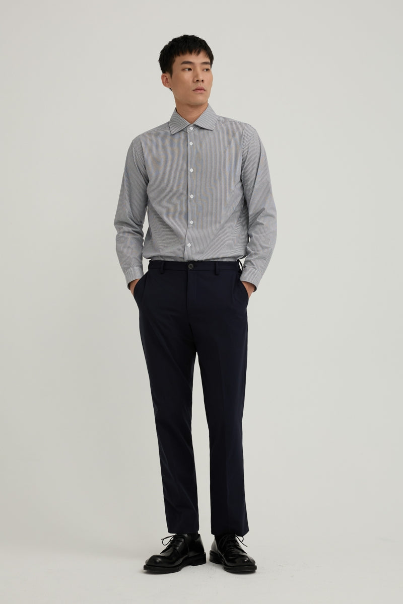 Direct From Brand,FYNE, FYNE Navy/White Stripe Moisture Absorption Shirt, Blue, Medium-42-TagMLarge-44-TagL