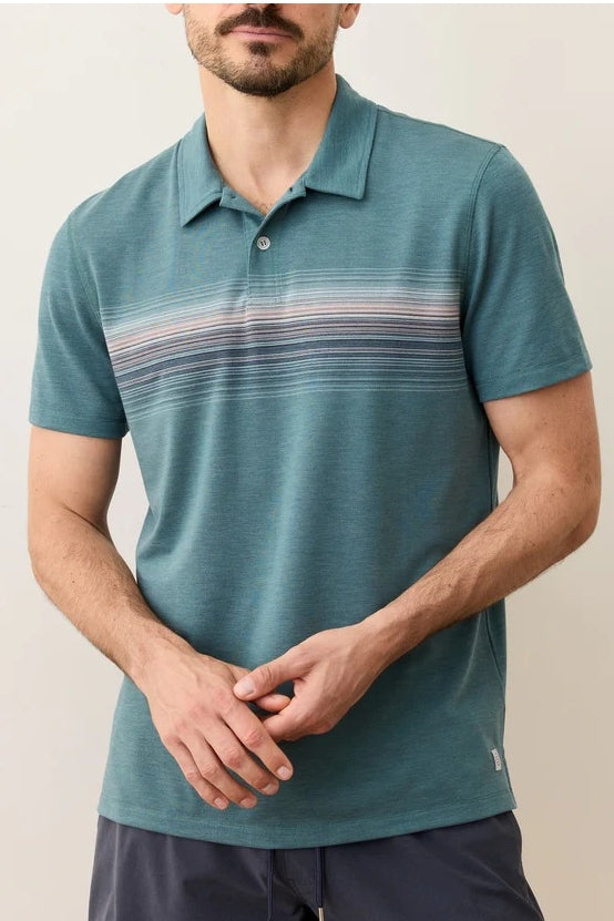 Wholesale,Marine Layer, Marine Layer Green Multi Striped Air Polo, Green, Large-46-TagL