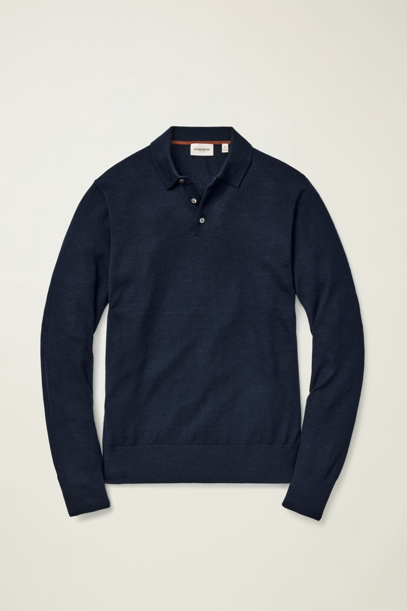 Wholesale,Bonobos, Bonobos Navy Merino Wool Sweater Polo, Blue, Large-45-TagLSmall-40-TagSMedium-42-TagMExtra Large-48-TagXLExtra Extra Large-51-TagXXL