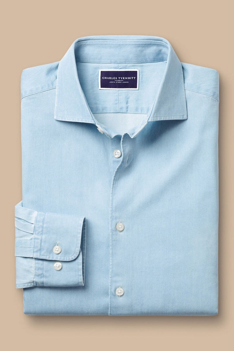 Wholesale,Charles Tyrwhitt, Charles Tyrwhitt Light Blue Denim Shirt, Blue, Medium-42-TagMLarge-45-TagLExtra Large-50-TagXLExtra Extra Large-52-TagXXL