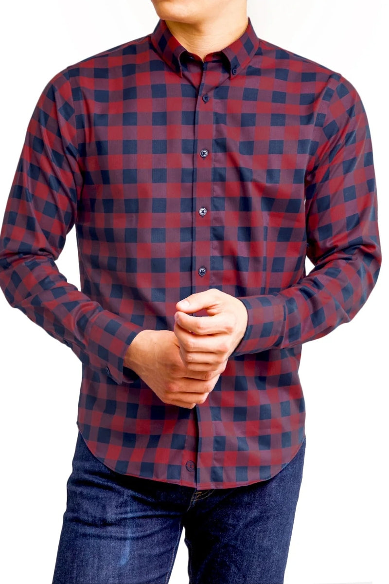Wholesale,Twillory, Twillory Red/Navy Gingham Untuckable Shirt, Red, Small-41-TagSMedium-43-TagMMedium-45-TagLSmall-40-TagS