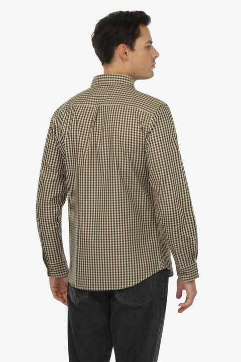 Wholesale,Vustra, Vustra Olive/Beige Mammoth Woods Plaid Organic Cotton Shirt, Green, Extra Large-46-TagXL