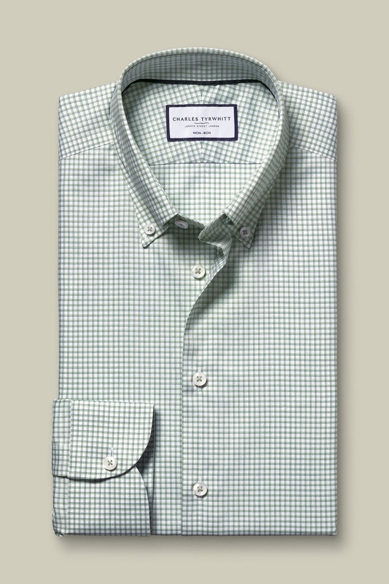 Wholesale,Charles Tyrwhitt, Charles Tyrwhitt Green Oxford Check Shirt, Green, Medium-44-Tag16Extra Large-48-Tag17Small-40-Tag15