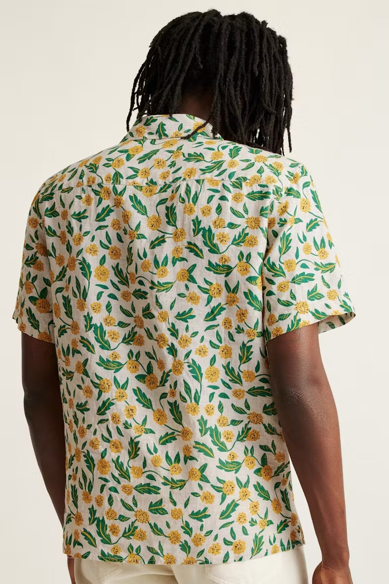 Wholesale,Bonobos, Bonobos Yellow Floral Print Short Sleeve Linen Shirt, Yellow, Extra Extra Large-53-TagXXL