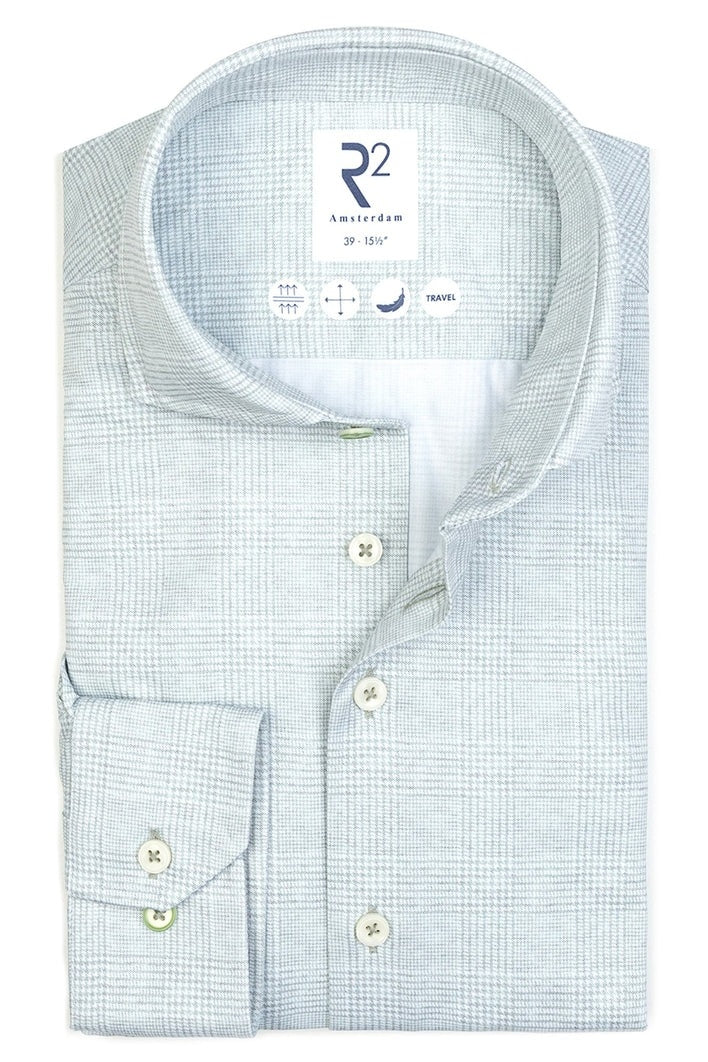 Direct From Brand,R2 Amsterdam, R2 Amsterdam Green Glen Check Shirt, Green, Small-40-Tag38Medium-41-Tag39Medium-42-Tag40Large-44-Tag41Large-46-Tag42Extra Large-48-Tag43Extra Extra Large-50-Tag44Extra Extra Large-52-Tag45