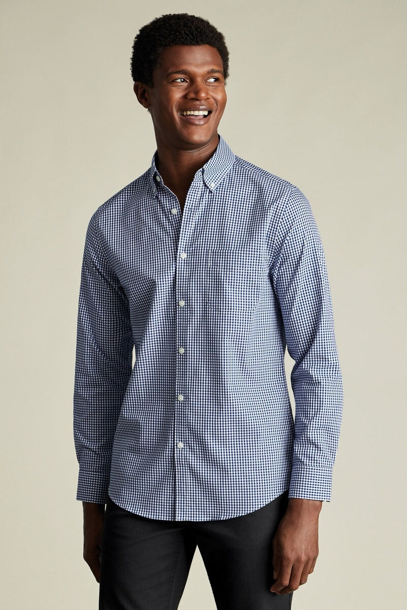 Wholesale,Charles Tyrwhitt, Charles Tyrwhitt Royal Blue Gingham Poplin Check Stretch Shirt, Blue, Medium-42-TagM
