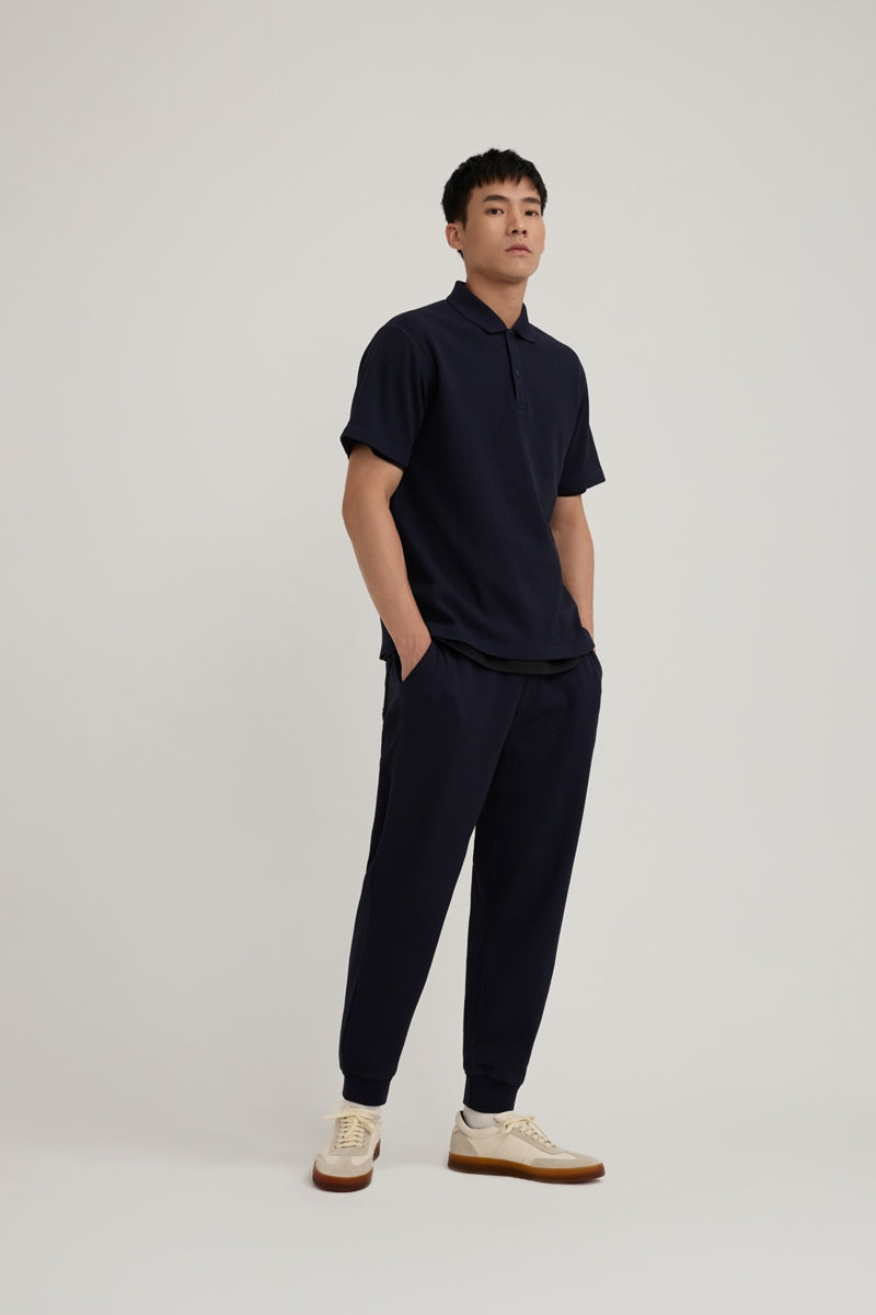 Direct From Brand,FYNE, FYNE Navy Knit Waffle Weave Joggers, Blue, 32W-30L-TagM36W-30L-TagL38W-30L-TagXL